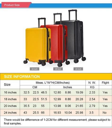 american tourister suitcase sizes